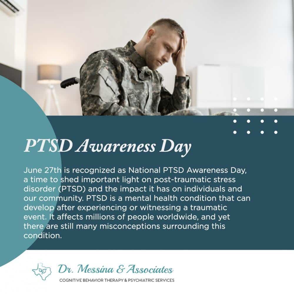 A poster with ptsd awareness day written on it.