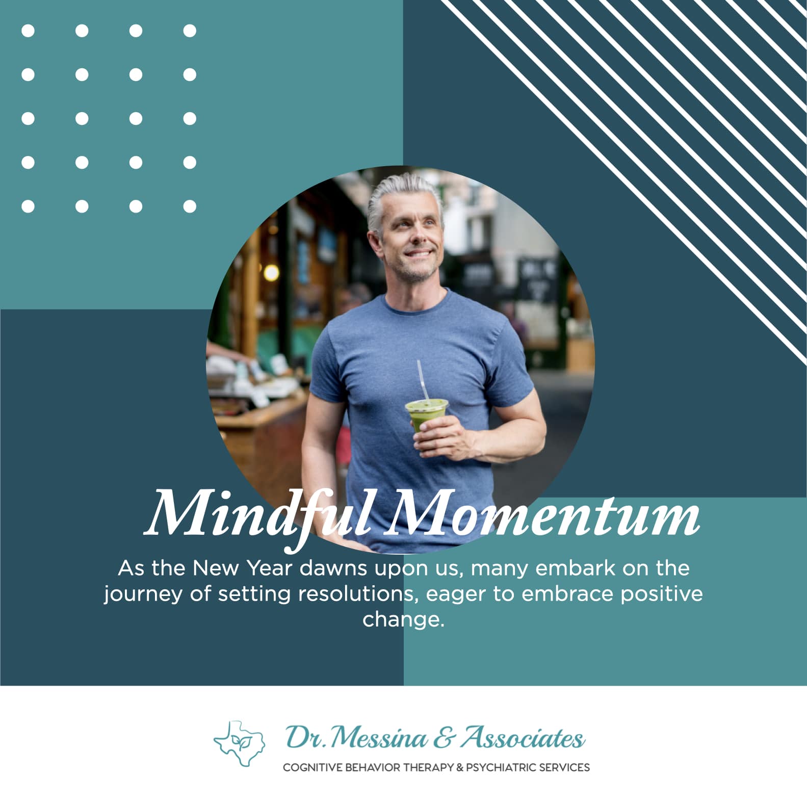 A man with a resolution for mindful momentum at the new year.