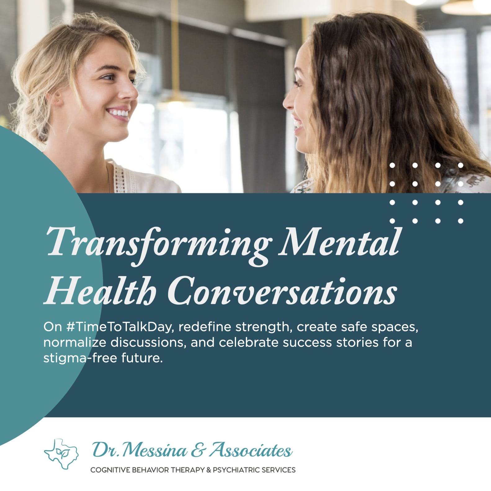 Two women engaging in a narrative, transforming mental health conversations.